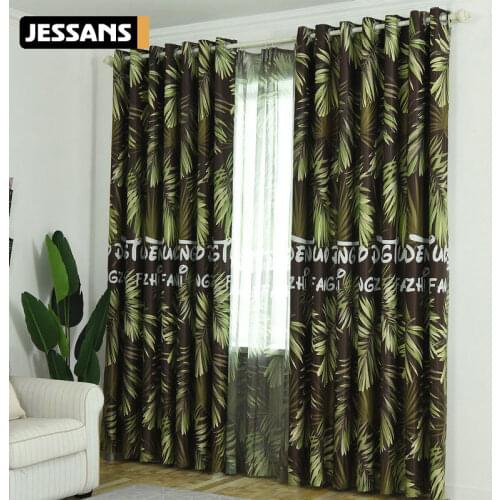 Modern Nordic Tropical Printed Rainforest Plant Leaves Pattern Curtain Treatment Blackout Curtains for Living Room Bedroom