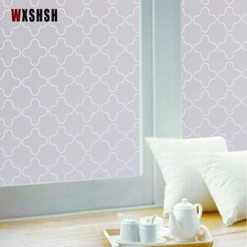 Four Leaf Clover Pattern Glass Film No Glue Static Cling Frosted Decorative Stained Privacy Protection UV-Proof Window Sticker