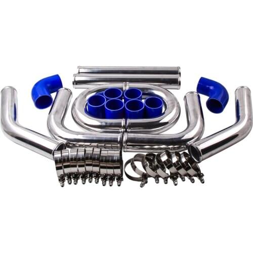 Top 2.5 Inch 64Mm Aluminum Turbo Intercooler Piping Kit Universal Pipes Clamp