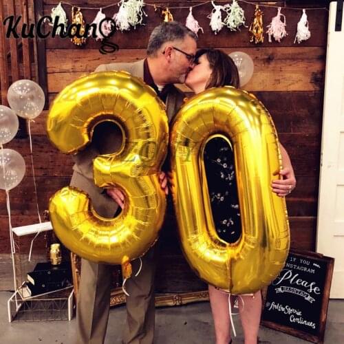 2pcs 16/32/40 inch Rose Gold Number Foil Helium Balloons Congratulate 21 30 50 60 Years Old Adult Birthday Party Decor Supplies