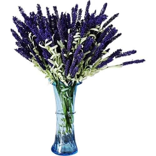 High Simulation 12 Heads Lavender Bouquet Wedding Silk Flowers Bonsai Stage Party Garden Home Balcony Office Desktop Decor