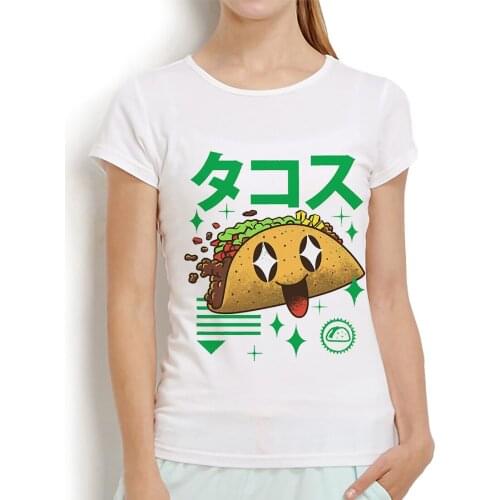 Exaggerated Japan kawaii style Mexico taco funny t shirt women white casual short sleeve tshirt femme kawaii Harajuku streetwear