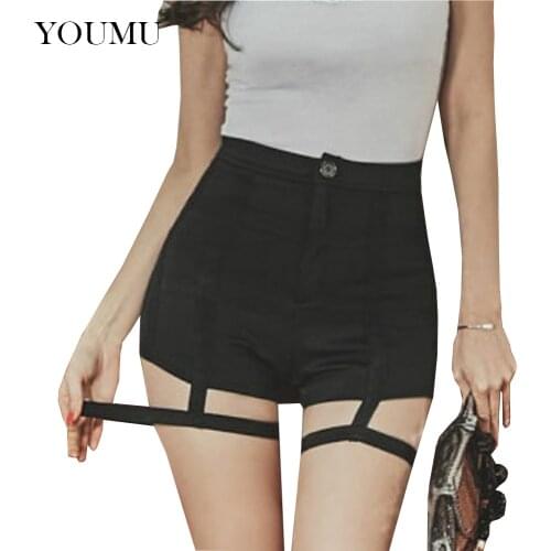 Nightclub Sexy Shorts Women Skinny High Waist Hollow Out Black Slim Bodycon Hotpants Summer New Vintage 200-A619