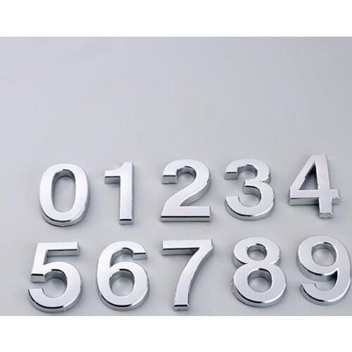 1PC Fashion Plated Home Decor Address Scutcheon Digits Hotel Door Sticker Plate Sign House Number Plaque 5cm Silver Modern