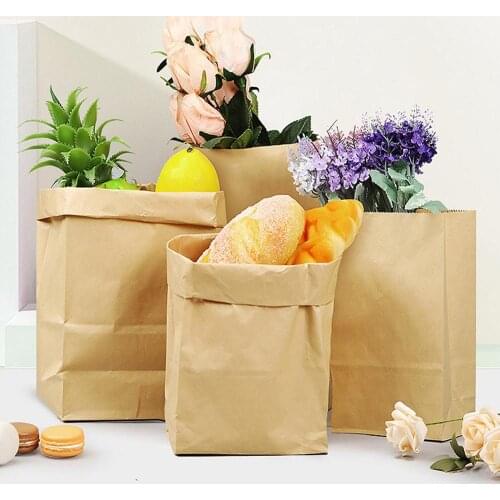 10pcs Brown Kraft Paper Gift Bags Bulk Recycled Ideal for Shopping, Packaging, Retail, Party, Craft, Gifts, Wedding, Goody Bags