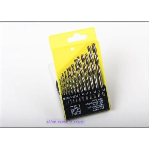 13pcs/Lot HSS Drill Bit 1.5--6.5mm Twist Drill Bit Straight Shank Wood Work Metal Stainless Steel Drilling Tool Brand New