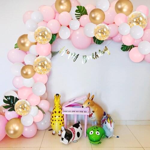 133pcs Balloon Garland Set Wedding Party Decorative White Pink Golden Combination Balloon Birthday Backdrop Graduation Decor