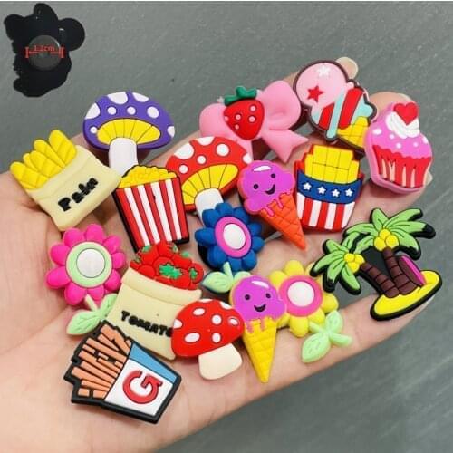 17PCS PVC Cute Cartoon Food Fridge Magnetic Mushroom Strawberry Ice Cream Flower Popcorn Fries Sticker Refrigerator Magnets Kids