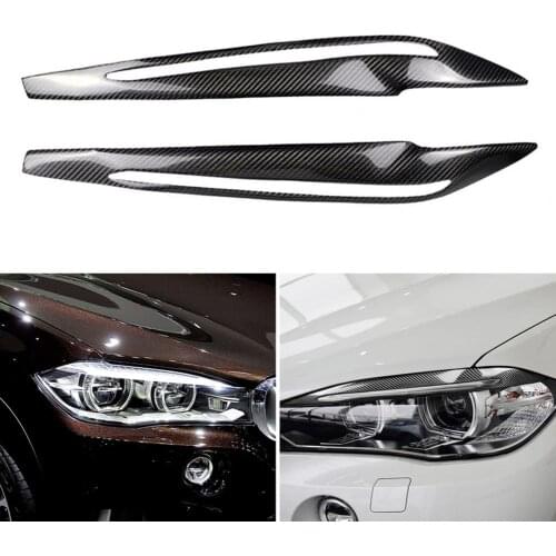 2Pcs Car Auto Light Carbon Fiber Decorative Stickers for BMW X5 F15 2014-2018
