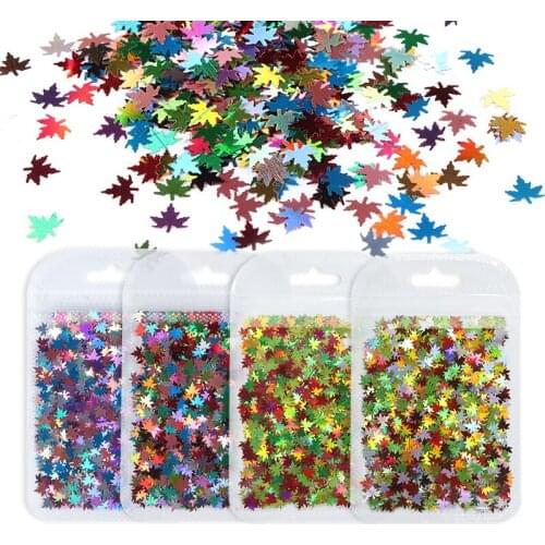 4 Bags Colorful Maple Leaf Sequins Glitter Flakes For Epoxy Resin Mold Filling Fillers Fall Leaves Paillette DIY Accessories