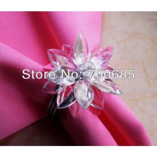 Acrylic flower napkin ring clear , napkin holder