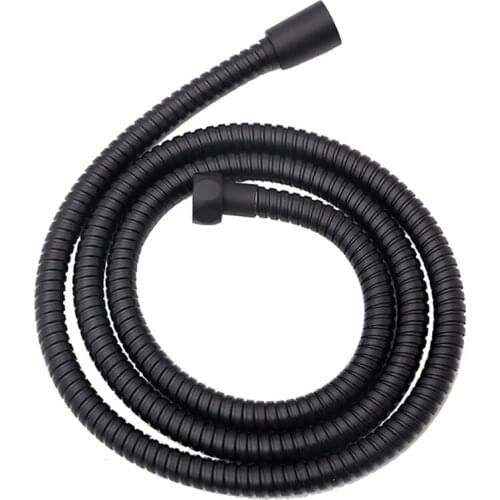 FUNN-Black Shower Hose 150Cm Stainless Steel Shower Tube Flexible Gold Bathroom Hose Plumbing Glossy