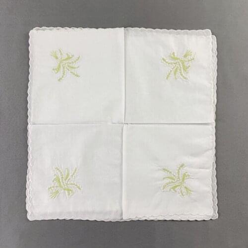 Ladies Handkerchiefs 12-inch Wedding Bridal hankie Vintage Hanky Scalloped Edged Color Embroidered Floral