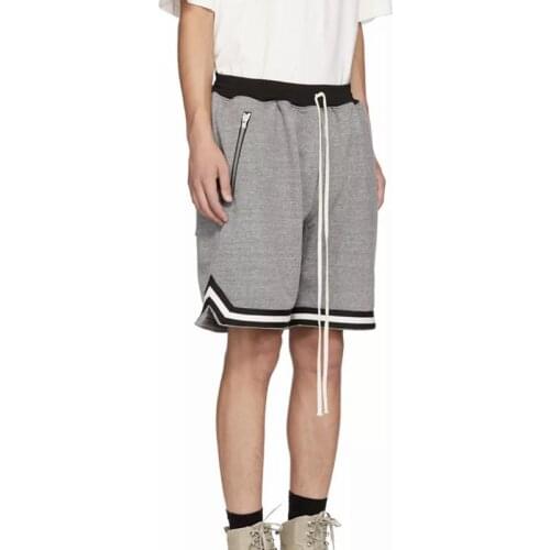 Justin Bieber Streetwear Drop Crotch Shorts Men Black / White Side Zipper Fashionable Jogger Shorts Summer Running Sweatpants