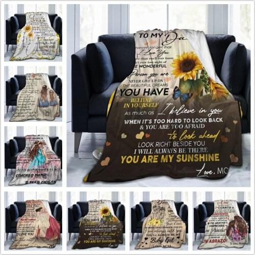 Message Letter Mom Blanket Flannel Throw Blankets Micro Fleece Cozy Plush Covers for Bed Car and Home Decoration