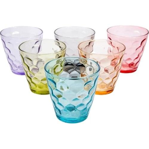 6 Pcs/Set 300ML Drinking Glasses 6 Colors Tumbler Cups Glassware Glass Cup for Juice Water Drinkware for Outdoor Camping Picnic