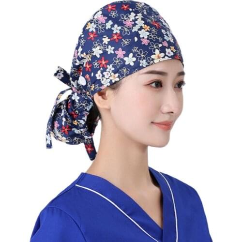 Surgical Caps Woman Vintage Print Cotton Dentistry Veterinary Beauty Salon Working Clothes Clinical Hat Nurse Accessories