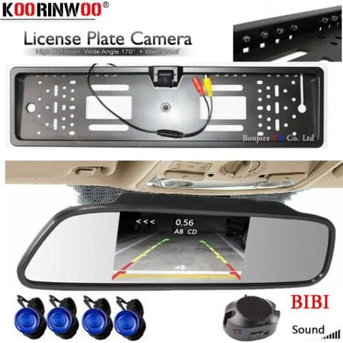 Koorinwoo EU License 16 Lights Parktronics Car monitor Mirror Car Parking sensors 4 Buzzer Alarm Jalousie Backup camera Detector