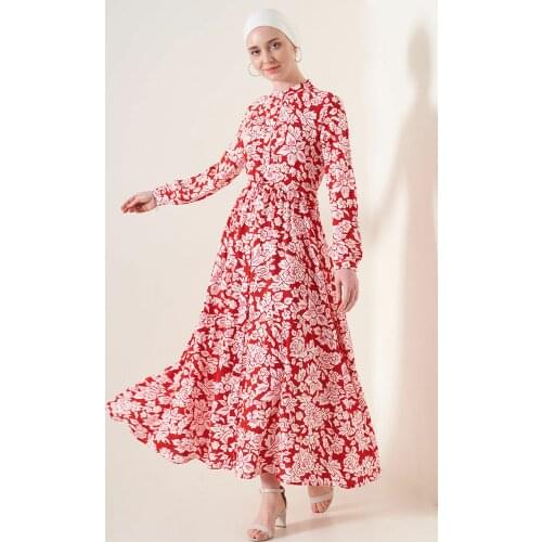 Pattern Muslim Crew Neck Dress Summer through-lightweight and stylish