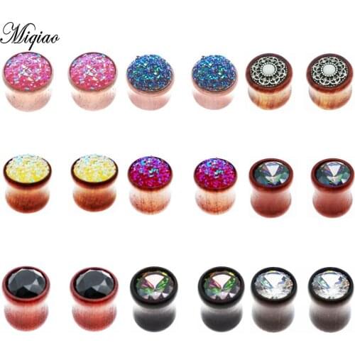 Miqiao 2pcs Ear Plugs Wood Flesh Tunnels Saddle Ear Gauges 8-25MM Body Jewelry Expander for Women Men