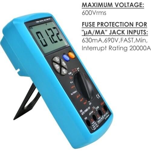 Multimeter DMM True RMS TRMS Auto-Ranging w/ USB Interface, AC/DC Current Voltage Resistance Capacitance Diode 600Vrms