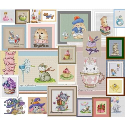 Hh Lovely rabbit cross stitch kit cartoon girl design snow cotton silk thread 14CT canvas embroidery DIY needlework