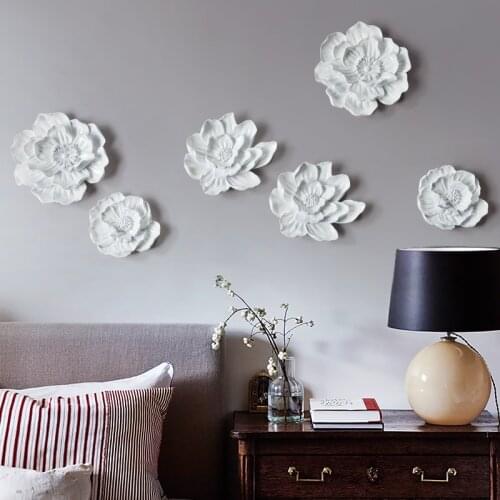 European Resin Flower Wall Decoration Crafts Wall Hanging Livingroom TV Background Home 3D Wall Sticker Mural Ornaments Artwork
