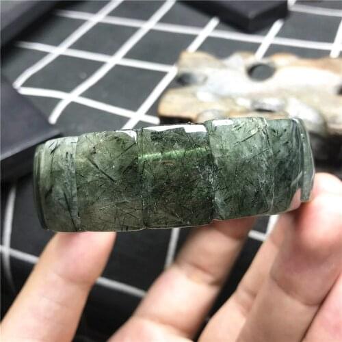 Natural Green Rutilated Quartz Bracelet Bangle For Woman Man Healing Luck Crystal Brazil 20x14mm Beads Gemstone Jewelry AAAAA