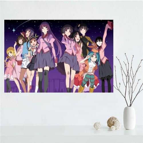 Nice Custom Senjougahara Hitagi New Arrival Canvas Poster Home Decoration Wall Art Cloth Silk Fabric Wall Poster Print