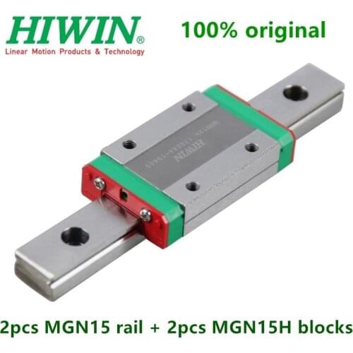 2pcs Original Hiwin linear rail MGN15 150 200 250 300 330 350 400 450 500 550 mm guide + 2pcs MGN15H block carriage cnc part