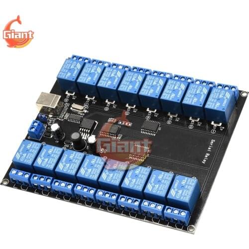 DC 7V-38V 16 Channel Serial Port Relay Module Board 12V 24V DC For Arduino 16Ways 16CH Relay Switch Control for Smart Home
