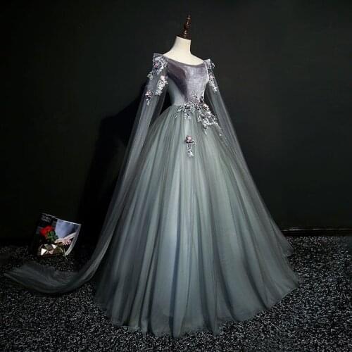Renaissance gown queen Victorian Belle Ball gown costume dark grey 18th century coronation cosplay ball gown medieval dress