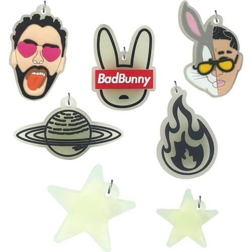1PCS PVC Pendants kawaii rabbit star fire cartoon figure fluorescent charms Fit Key chains Pendant trinket jewelry accessories