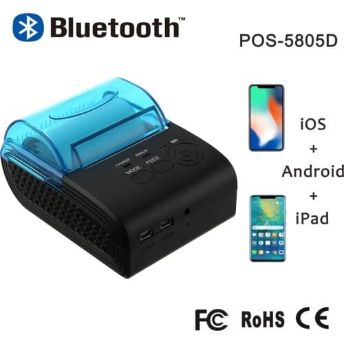 Portable Mini Bluetooth Thermal Receipt Printer Ticker Printer For Mobile Phone Android iOS Windows 58mm