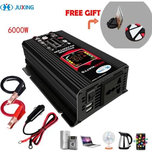 JUXING 6000W Car Power Converter Inverter Tranformer DC 12V to AC 110V/220V Power Charger Adapter Use for Vehicle, Home,Outdoor