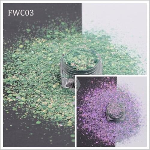 PrettyG 1 Box Colors Shift Chunky Mix Shape Glitter for Resin DIY Making Art Craft Nail Makeup Handwork Accessories FWC01-09