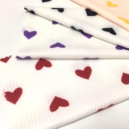 Ribbed Heart Printed Fabric Little Girl Skirt Sewing Fabric By Half Yards 45*140cm TJ1366