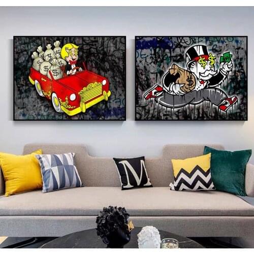 Cartoons Graffiti Character Money Canvas Art Decorative Paintings Posters and Prints Wall Art Pictures for Living Room Decor