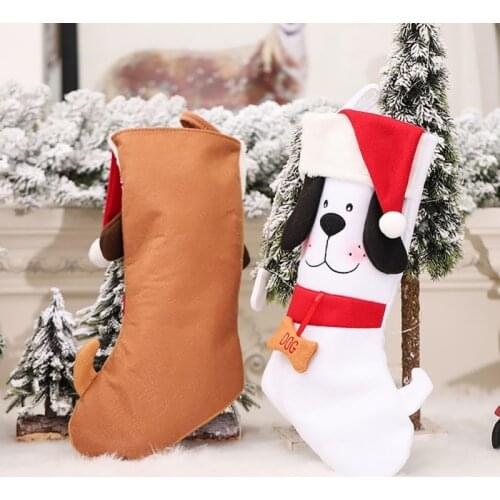 Christmas Stockings Cute Carton Puppy Stockings Personalized Dog Pattern Christmas Party Decoration