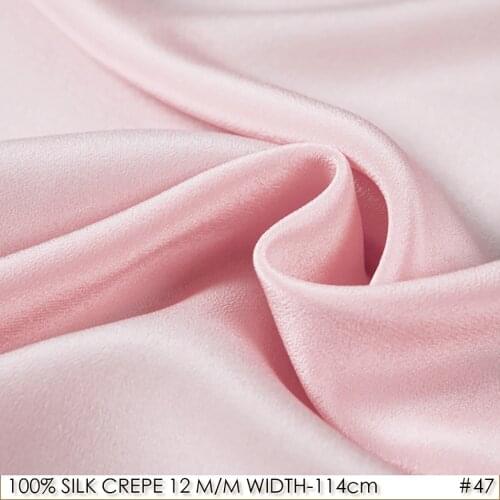 SILK CREPE DE CHINE 114cm width 12momme/100% Natural Mulberry Silk Fabric/Apparel sewing fabric for Evening Dress Pink Farbic-47