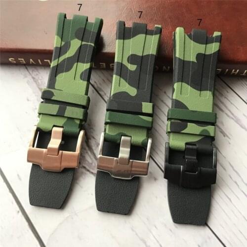 For AP Silicone watch belt Rubber Watchband Sports Camouflage camo band 28mm men Bracelet For Audemars And Piguet strap logo on