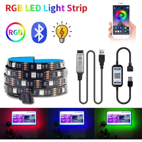 LED Strip Light USB Bluetooth Control 5050 RGB led Lamp DC5V 1M 2M 3M 4M 5M Flexible Tape Diode TV Backlight Lighting luces LED