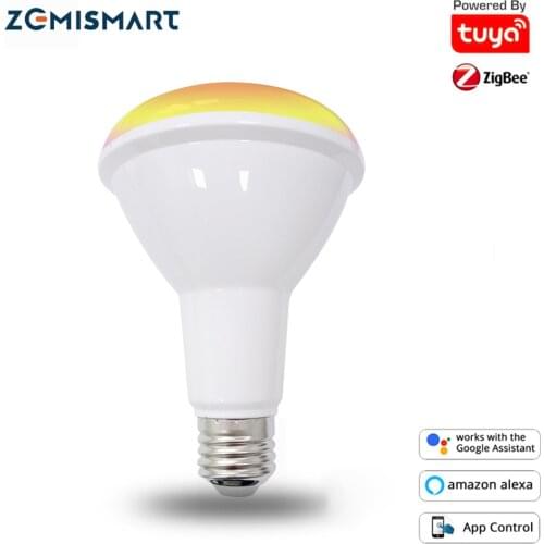 Zemismart Zigbee 3.0 Smart RGBCW LED Light Bulb BR30 Dimmable E27 Led Lamp Alexa Google Home Tuya Smartthings App 10W 850lm