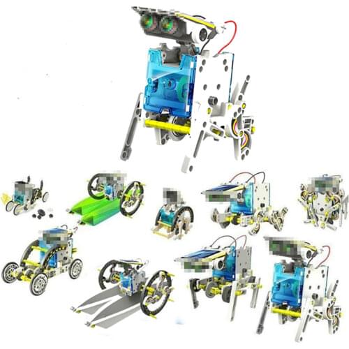 Funny 13 in 1 Solar Power Robot Kit DIY Toy Solar Powered Toys Transformation Robot Kit Educational Gift Toys for Children Boy