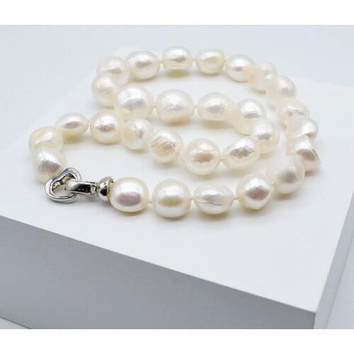 Large particle baroque pearl necklace, white natural pearl, irregular shape, diameter 12-13mm, loving lady pearl necklace
