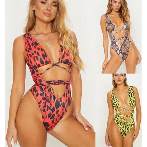 Women Sexy One PieceSwimsuit Foral Summer Beach Swimming Costume bandage Bathing Suit Push Up Padded Bikini Swimsuit Swimwear