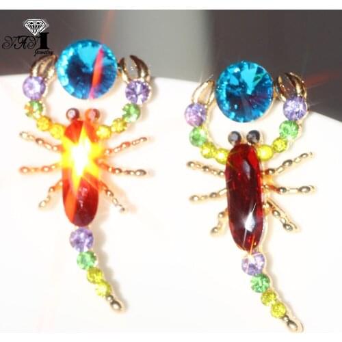 YaYi Jewelry Bohemia New Multi Glass Rhinestone Dangle Crystal Womens Fashion Ancient Silver Color Gem Scorpion Earrings Gift