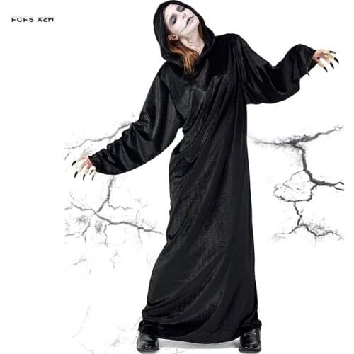 Gothic Black Woman Vampire Sorceress Cosplay Female Halloween Witch Costumes Carnival Purim Nightclub Bar Role Play Party Dress