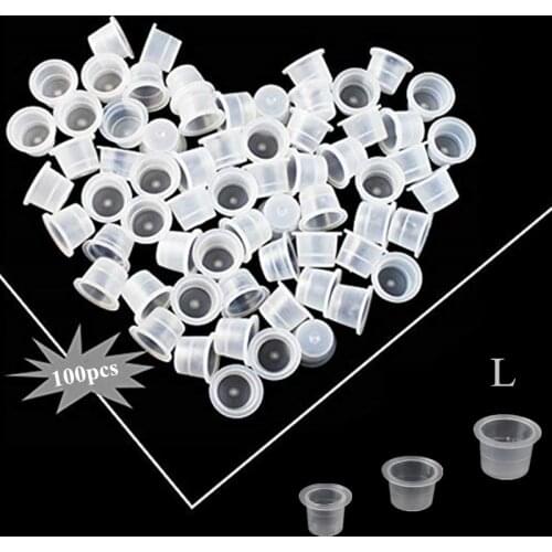 100pcs Large Size 15mm White Plastic Tattoo Ink Cap Cups Supply Wholesale -- ICC#15-100