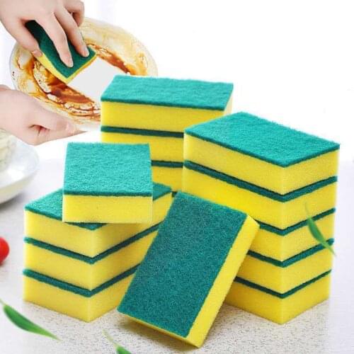 20pcs Kitchen Sponge Double Sided Cleaning Cloth Bathroom Pot Bottom Tableware Cleaning Surface Stain Removal Magic Sponges